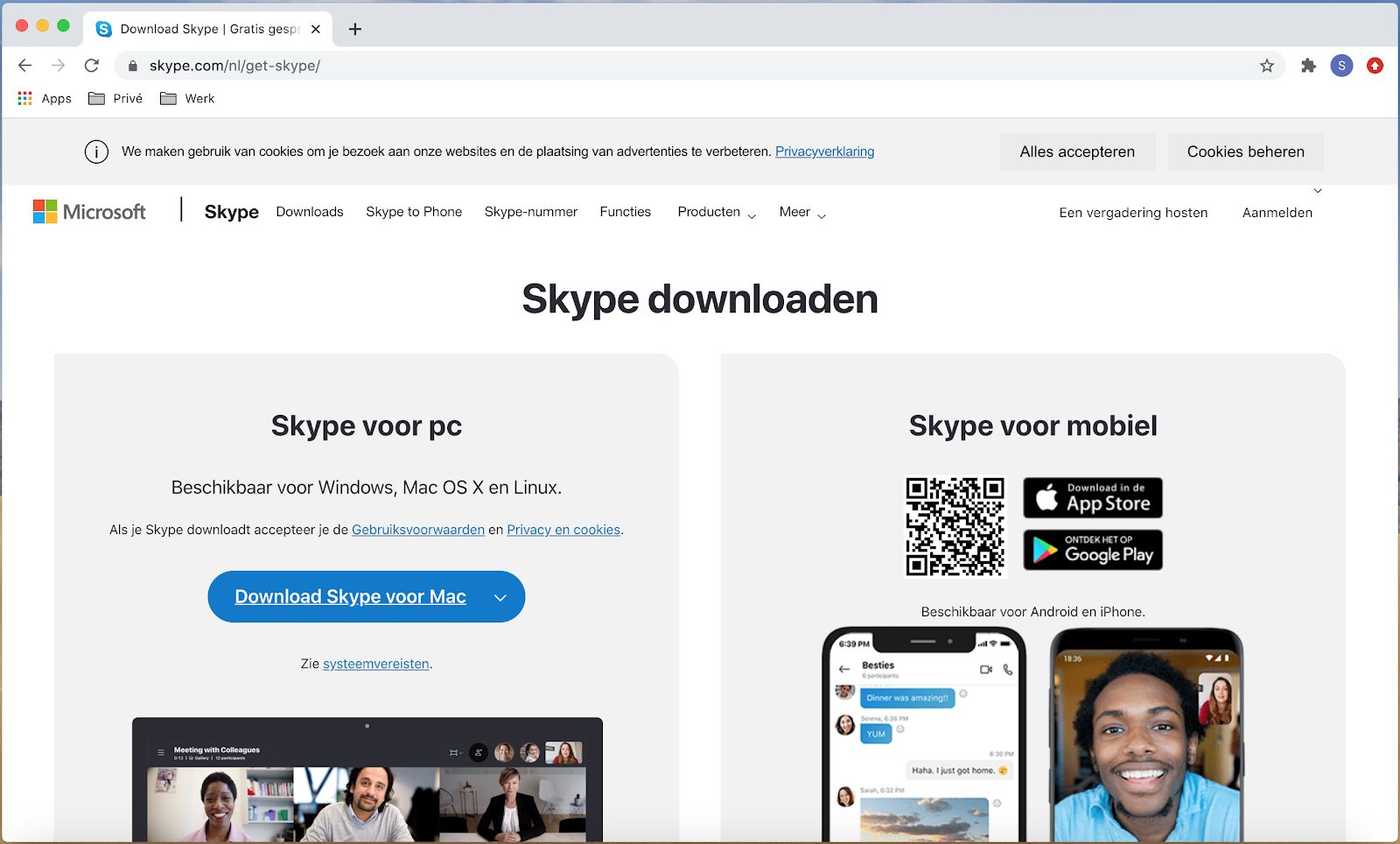 Screenshot downloadscherm Skype