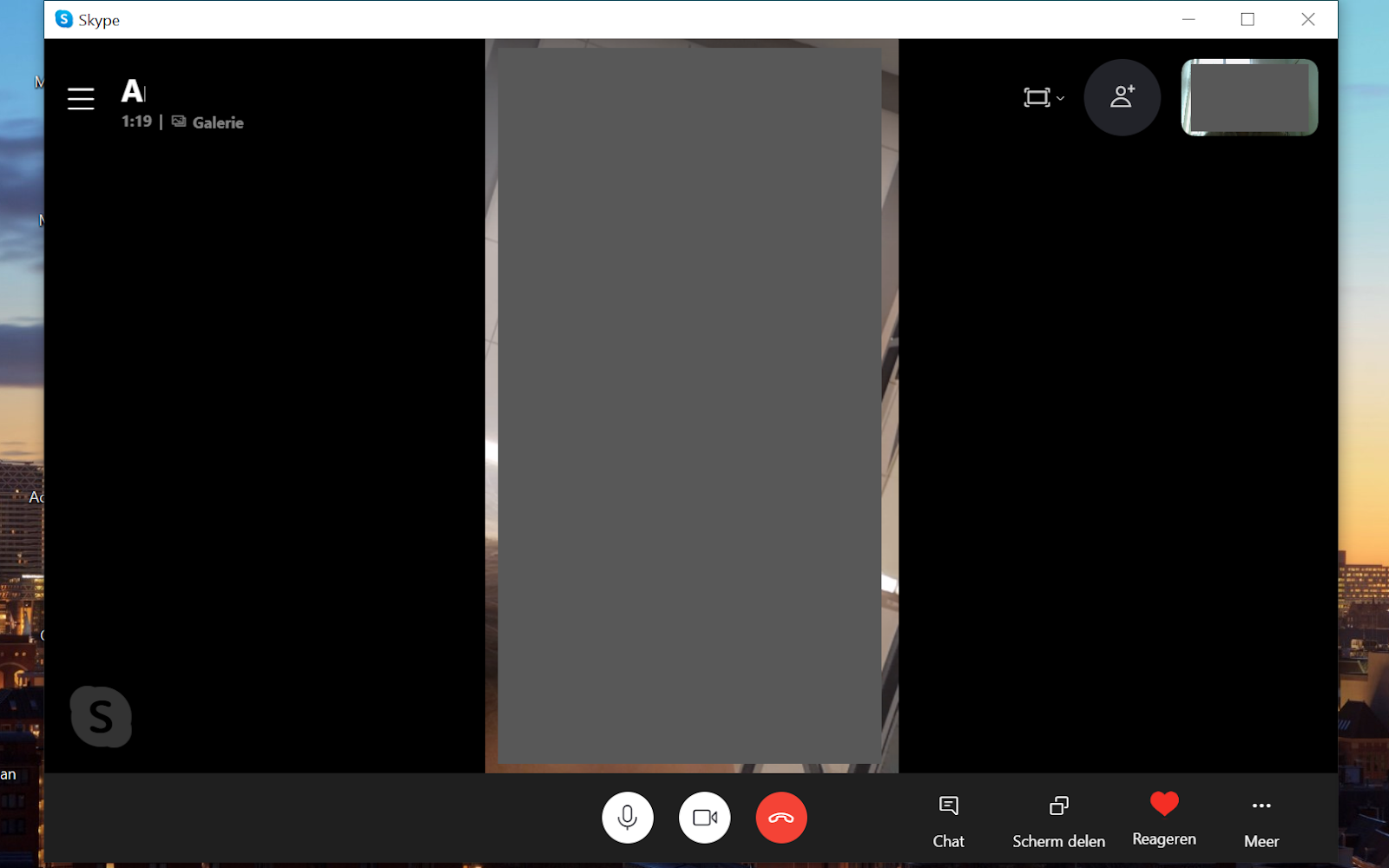 Screenshot videogesprek met Skype
